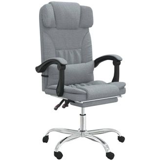vidaXL Silla De Oficina Reclinable Con Masaje De Tela Gris Claro Vidaxl