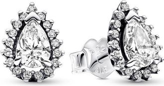 Pandora Sparkling Pear Halo Stud Earrings