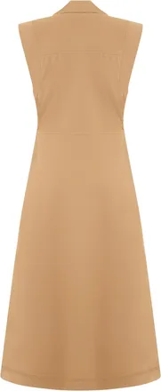 Veronica Beard Womens Midi Dress Cotton-Blend Khaki Viscose