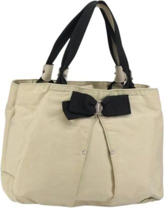 Ferragamo Pre-owned Handbags, female, Beige, Size: ONE SIZE Pre-owned Nylon Handbag