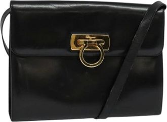 Ferragamo Pre-owned Cross Body Bags, female, Black, Size: ONE SIZE Pre-owned Leather Crossbody Bag