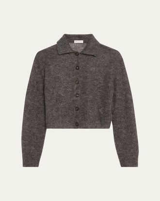 Brunello Cucinelli Metallic Cashmere Collared Cardigan
