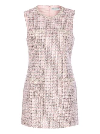 Self Portrait Ärmelloses rosa Bouclé-Minikleid von Self Portrait