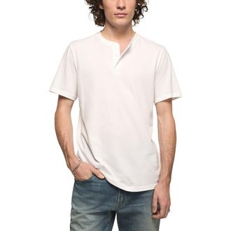 Lucky Brand Solid Short Sleeve Cotton Henley in Bright White at Nordstrom, Size Xx-Large