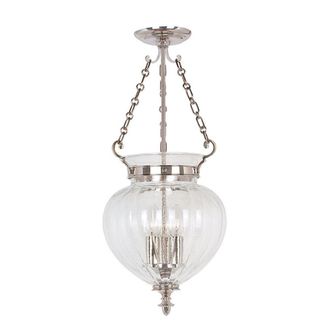 Netlighting Finsbury Park 3 Light Medium Ceiling Lantern Pendant Polished Nickel E14 in Grey
