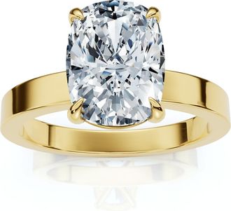 Pompeii3 Certified 2Ct Cushion Diamond Cigar Band Engagement Ring 14k Gold Lab Grown