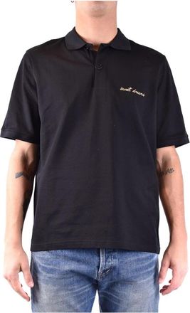 Saint Laurent Zwarte trui van katoen en kalfsleer - Heren - Polos - Zwart - S - Katoen - Tops