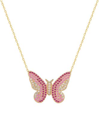 Gabi Rielle Love In Bloom 14K Over Silver Cz Butterfly Pendant Necklace