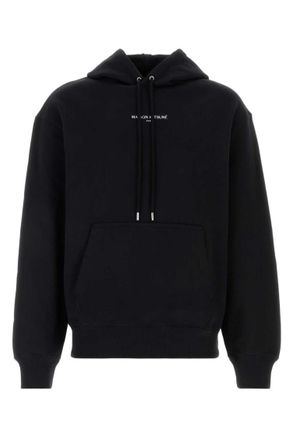 Maison Kitsun&eacute; Black Logo Relaxed Hoodie