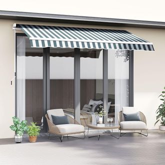 OUTSUNNY Garden Sun Shade Canopy Retractable Awning in Light Green