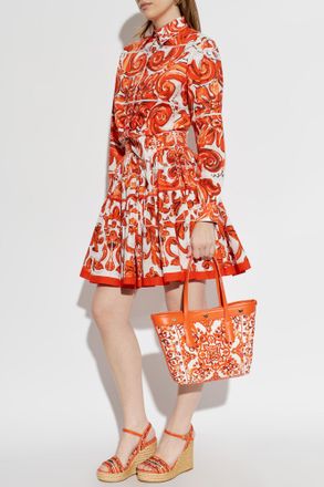 Dolce & Gabbana Top With Majolica Print, Womens, Orange