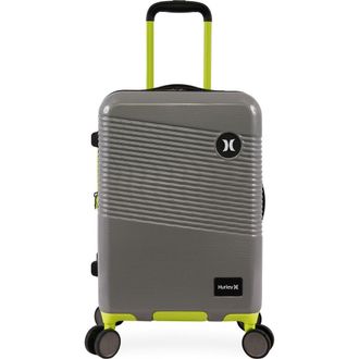 Hurley Looper 21 Hardshell Spinner Suitcase in Light Grey /Neon at Nordstrom Rack