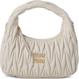 Miu Miu Wander matelass&eacute; nappa leather hobo bag - Beige
