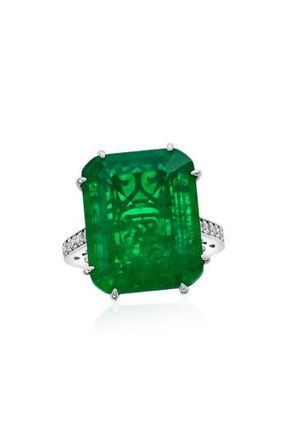 Suzy Levian Gala Firework Cubic Zirconia Engagement Ring in Green at Nordstrom Rack, Size 7