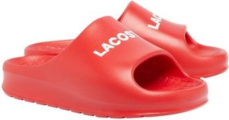 Lacoste Womens Serve Slide Sandal, red, 37