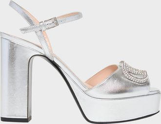 Valentino Garavani 115mm VLogo Signature Metallic Leather Platform Sandals