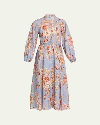 Zimmermann Awaken Billow Linen Midi-Dress