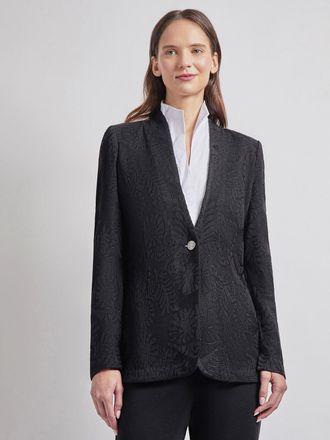 Misook Tailored Fit One-Button Jacquard Knit Jacket