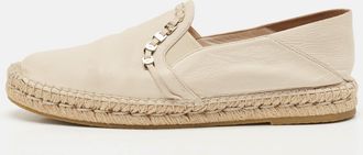 Ferragamo Cream Leather Chain Espadrille Flats