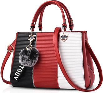 Nicole & Doris Fashion Women Handbags Elegant Shoulder Bag Medium Size Tote Bag Crossbody Messenger Bag PU Leather Satchel Handbag for Lady Red