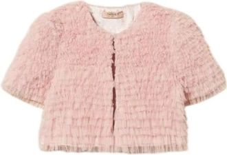 Twinset Cropped Tulle Ruffle Jacket - Dames - Zomerjassen - Roze - L - Polyester - Jassen