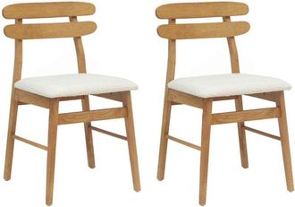 vidaXL Dining Chair 2 pcs Natural and Light Solid Rubber Wood vidaXL