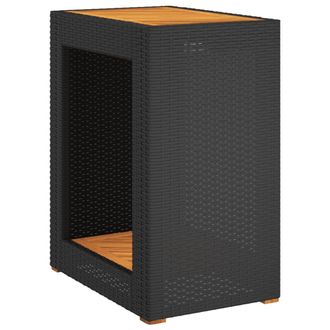 vidaXL Mesa Auxiliar Jard&iacute;n Tapa Madera Rat&aacute;n Pe Negro 60x40x75 Cm Vidaxl