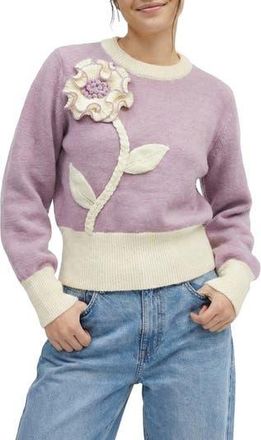 Saachi Ruffled Bloom Pullover Sweater in Lilac at Nordstrom Rack