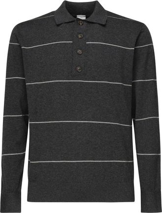 Eleventy Striped Long-sleeved Polo Shirt