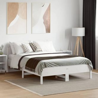 Berkfield Home Beautiful Bed Frame without Mattress White 135x190 cm Double Soli