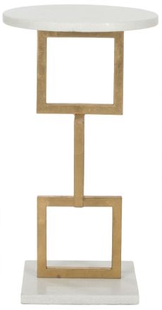 Safavieh Mesa auxiliar de hierro/marmol blanco/dorado