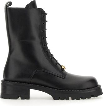 Versace Medusa 95 Lace-Up Boots 35 mm - Dames - Veterlaarzen - Zwart - 36 EU - Leer - Schoenen