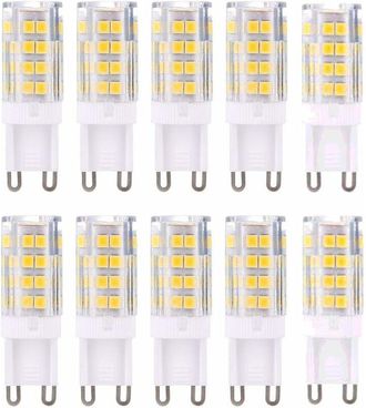 Elle Bombillas Led G9, Luz Blanca C&aacute;lida 3000k, 5w. Bombilla Led G9 Equivalente A Bombillas Hal&oacute;genas De 40w, 420 L&uacute;menes, No Regulable. Paquete De 10 Unid