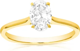Vir Jewels 1/2 cttw Oval Lab Grown Diamond Engagement Solitaire Ring in 14K Yellow Gold For Women