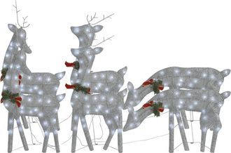 vidaXL Renos De Navidad 6 Piezas De Malla Blanco Fr&iacute;o Plateado Vidaxl
