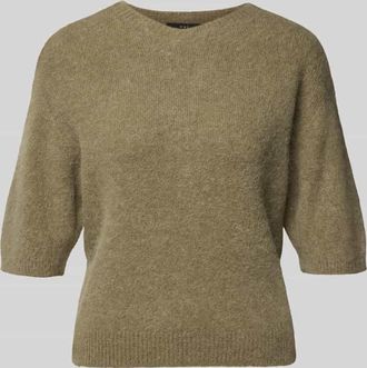 Oui Strickpullover mit 1/2-Arm in Khaki, Gr&ouml;&szlig;e 34