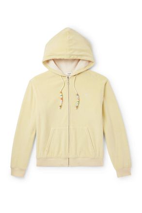 Celine Logo-Embroidered Cotton-Blend Velour Zip-Up Hoodie