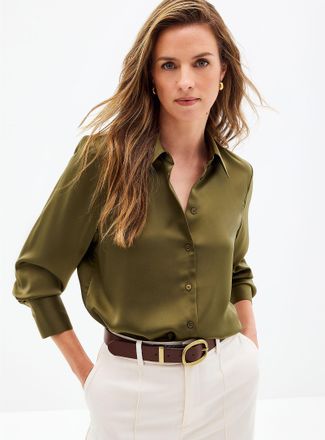 Contemporaine Womens Loose fluid satin shirt