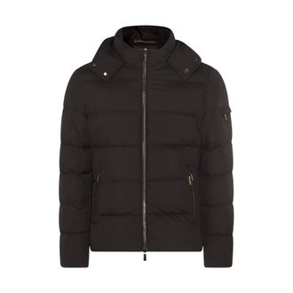 Moorer Winter Jackets, male, Black, Size: 2XL Black Down Jacket with Hood