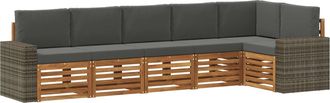 vidaXL Conjunto De Sof&aacute;s De Exterior 6 Uds. Natural Y Antracita Vidaxl