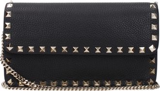 Valentino Garavani Damens Pochette aus schwarzem Leder
