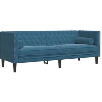 vidaXL Vidaxl - Sof&aacute; Chesterfield 3 Plazas Con Cojines Terciopelo Azul