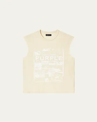 Purple Mens Textured Muscle T-Shirt