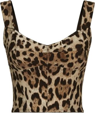 Dolce & Gabbana Korte Bustier Top - Dames - Tops zonder mouwen - Bruin - 2XL - Leer - Tops