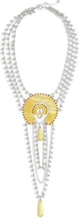 Tory Burch layered necklace - women - Silver Plated/glass/Resin - One Size