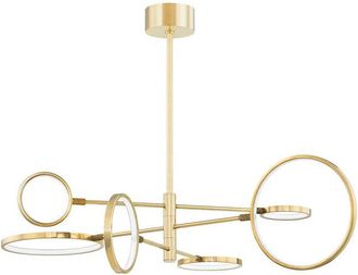 Hudson Valley Lighting Saturn 6 Light Led Chandelier Brass, Glass And Metal