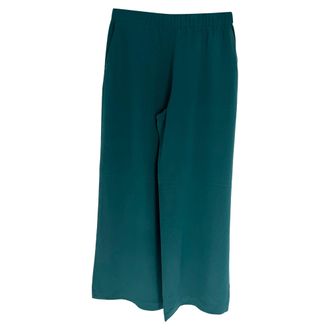 Max Mara Wide Leg Pants in Green Silk