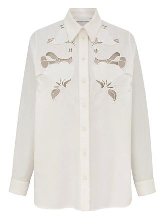 Zimmermann flower-embroidered shirt - Wit