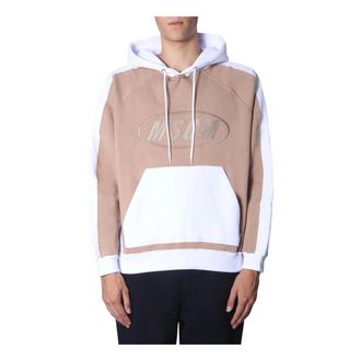 Msgm Hoodies, male, White, Size: L Felpa Sweatshirt