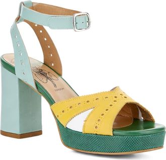 FLY London Eban Ankle Strap Platform Sandal in Yellow Multi at Nordstrom, Size 10-10.5Us